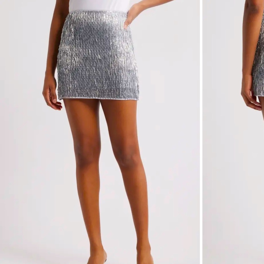 Top shop silver beaded mini skirt